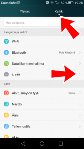 Asetukset lisää Huawei