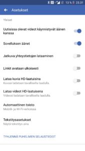 Facebook videoiden äänet päällä