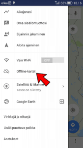 Google Maps valikko