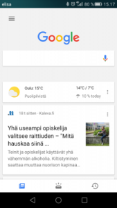 Google sovellus etusivu