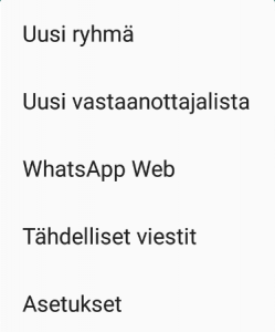 WhatsApp valikko