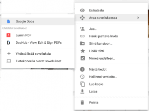 Avaa PDF Google Docsissa