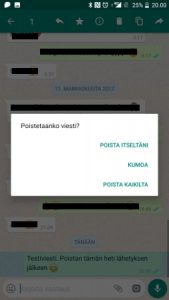 Viestin poistaminen WhatsAppista