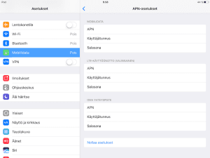 APN-asetusten muuttaminen iPadilla