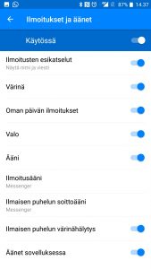 Ilmoitukset ja äänet Messenger