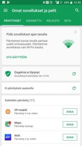 Päivitykset asennettu Google Play Kauppa