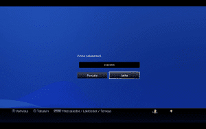 Syötä salasana Playstation 4