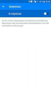 Messenger saatavuustieto piilotettu