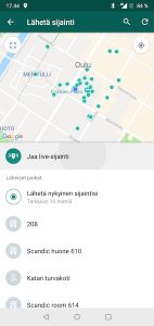 WhatsApp nykyinen sijainti