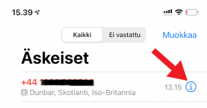 Puhelinnumeron estäminen iPhone
