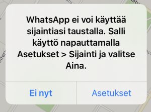 WhatsApp sijainti taustalla