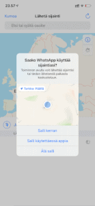 iPhone sijainnin jakaminen WhatsApp